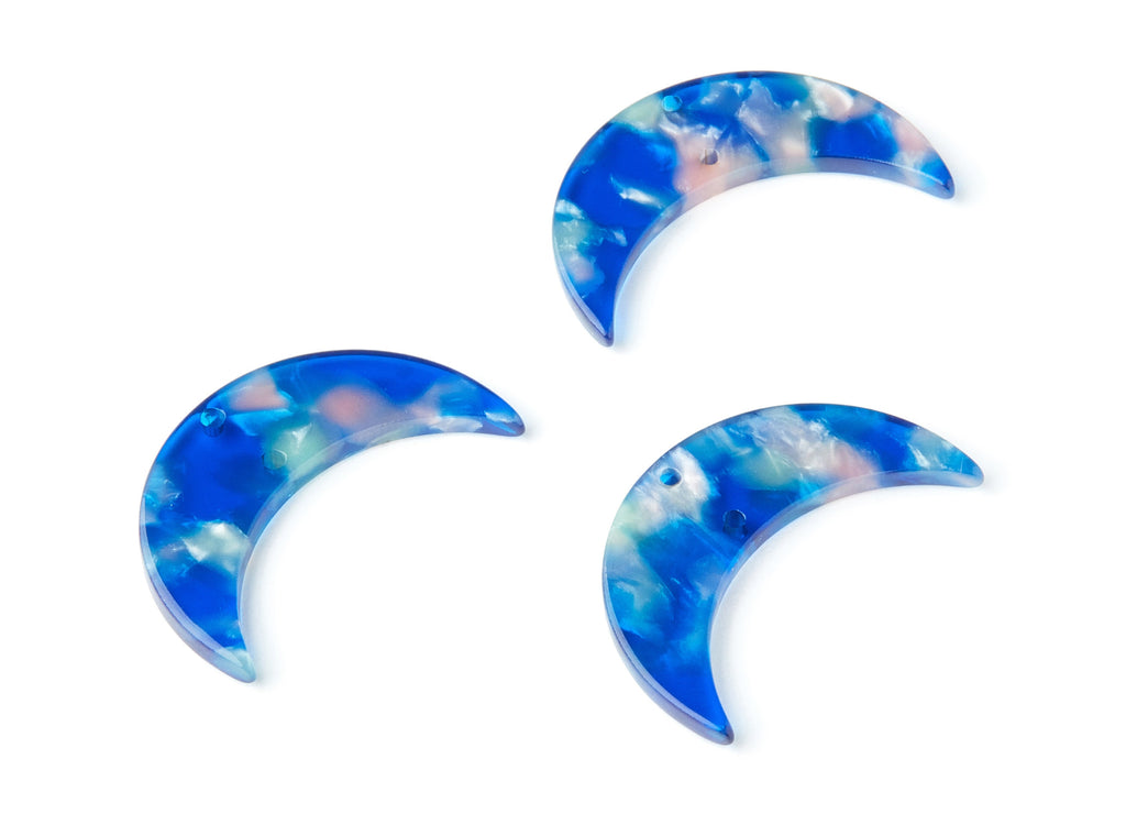 Acetate Acrylic Earring Charms - Tortoise Shell Earrings - Moon Shaped Pendant With 2 Holes - Color Code: A37 - 34.71x21.66x2.87mm - AC1366U - DOMEDBAZAAR