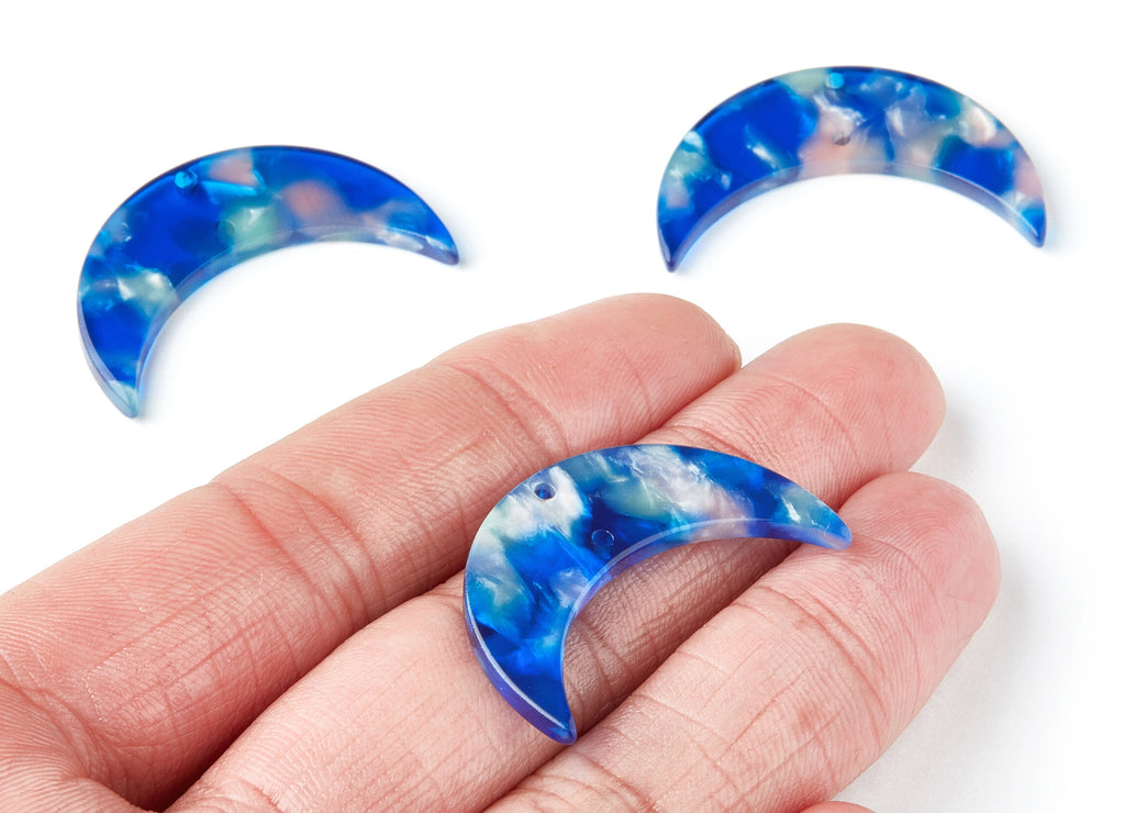 Acetate Acrylic Earring Charms - Tortoise Shell Earrings - Moon Shaped Pendant With 2 Holes - Color Code: A37 - 34.71x21.66x2.87mm - AC1366U - DOMEDBAZAAR