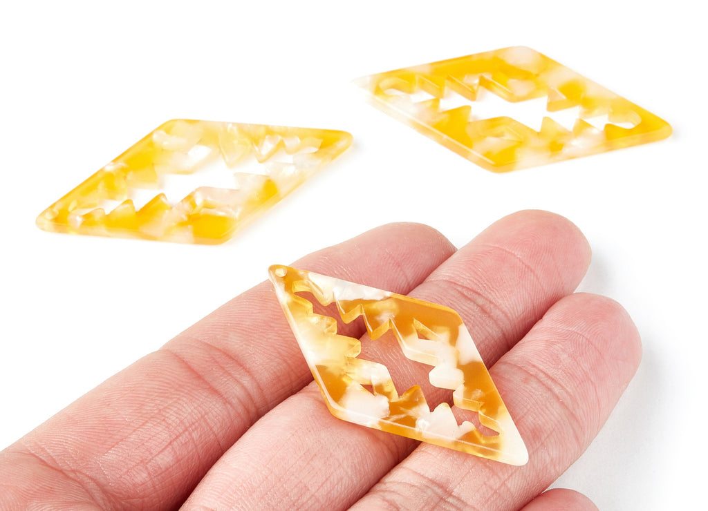 Acetate Rhombus Earring Charms - Rhombus Shaped Pendant - Earring Findings - Jewelry Supplies - Color Code: A43 - 50.3x24.5x2.78mm - AC1373E - DOMEDBAZAAR