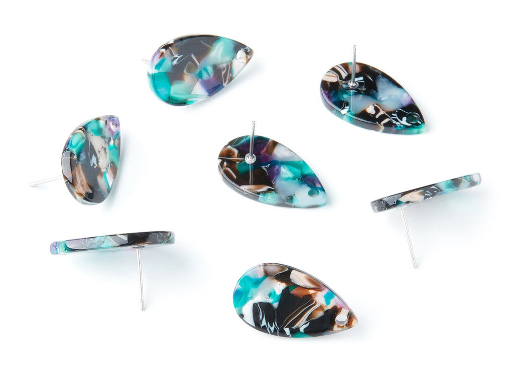 Acetate Acrylic Earring Drop Post - Drop Shaped Stud - Earring Post - Jewelry Supplies - Color Code: A54 - 23.45x13.68x2.44mm - AC1321E - DOMEDBAZAAR