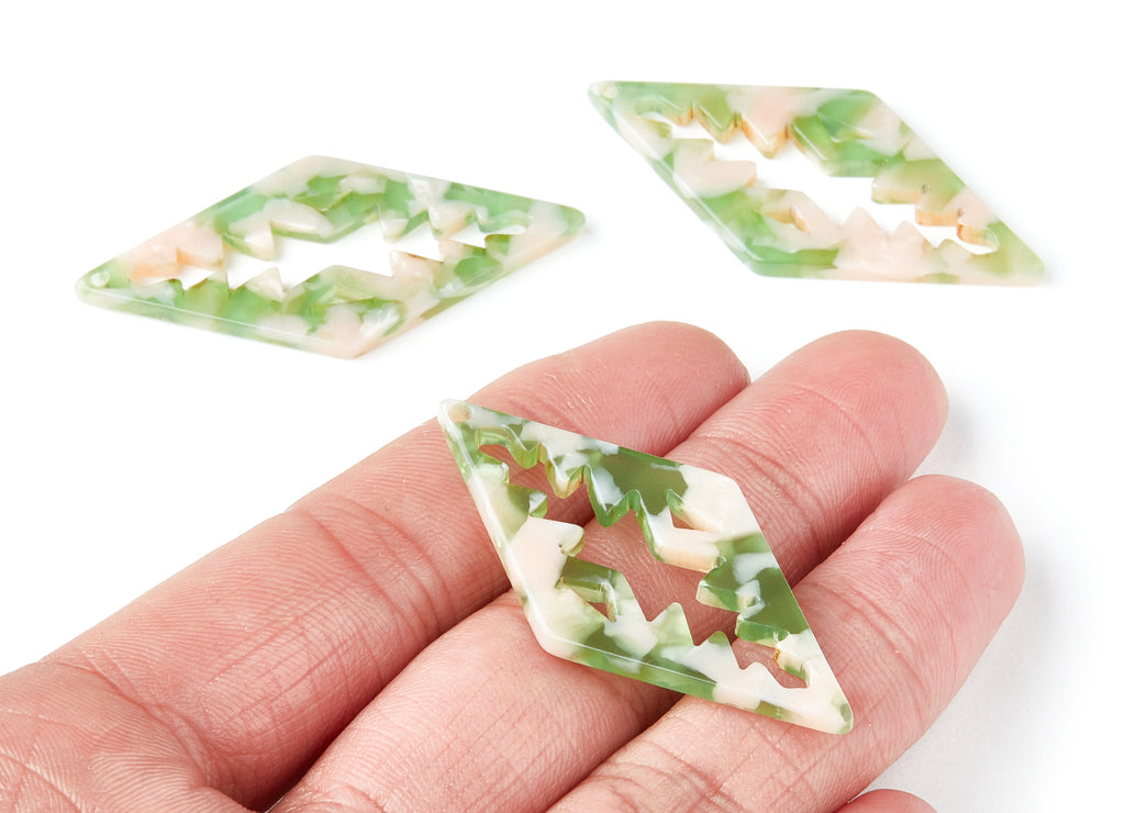 Acetate Rhombus Earring Charms - Rhombus Shaped Pendant - Earring Findings - Jewelry Supplies - Color Code: A38 - 50.3x24.5x2.78mm - AC1373H - DOMEDBAZAAR