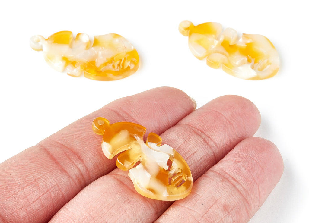 Acetate Face Earring Charms - Face Shaped Pendant - Earring Findings - Jewelry Supplies - Color Code:A43 - 33.56x17.33x2.94mm - AC1369R - DOMEDBAZAAR