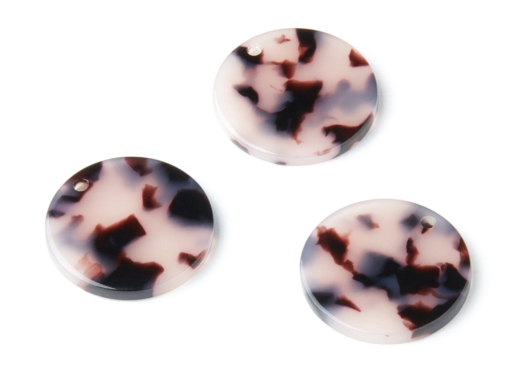 Acetate Acrylic Earring Charms - Blonde Tortoise Shell Earrings - Circle Shaped Pendant - Color Code: A06 - 21.85x21.85x2.68mm - AC1170S - DOMEDBAZAAR