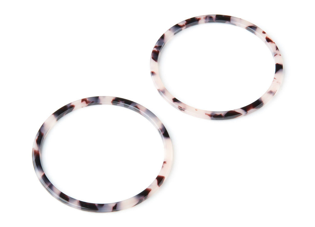 Acetate Hoop Earring Charms - Blonde Tortoise Shell Earrings - Circle Shaped Pendant - Color Code: A06 - 57x57x2.7mm - AC1165S - DOMEDBAZAAR