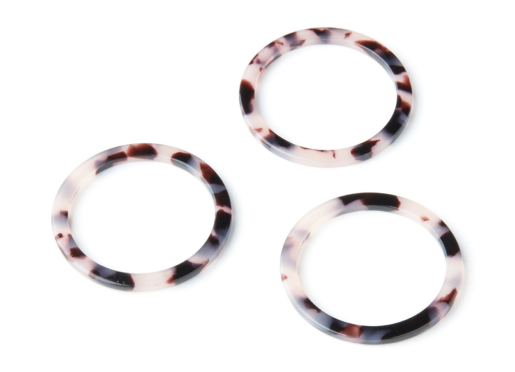 Acetate Hoop Earring Charms - Blonde Tortoise Shell Earrings - Circle Shaped Pendant - Color Code: A06 - 36x36x2.28mm - AC1168S - DOMEDBAZAAR