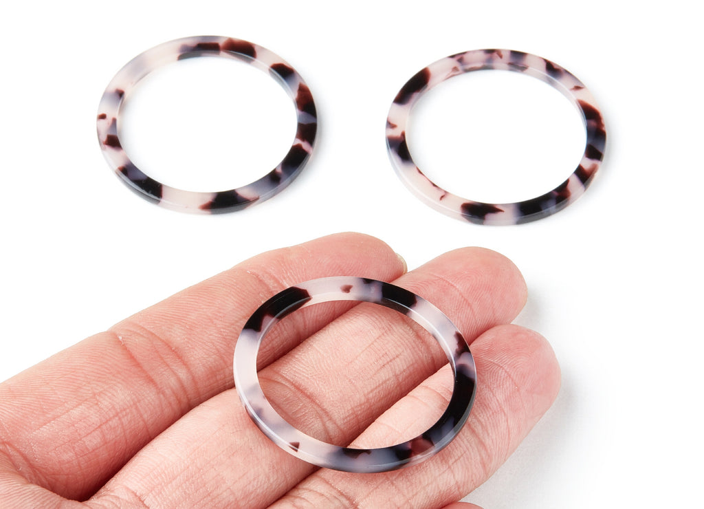 Acetate Hoop Earring Charms - Blonde Tortoise Shell Earrings - Circle Shaped Pendant - Color Code: A06 - 36x36x2.28mm - AC1168S - DOMEDBAZAAR