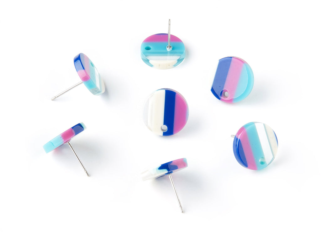 Acetate Circle Earring Stud - Acrylic Circle Earring Post - Earring Post - Jewelry Supplies - Color Code: A109 - 13.5x13.5x2.65mm - AC1204C - DOMEDBAZAAR