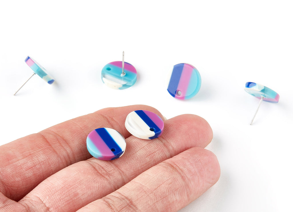 Acetate Circle Earring Stud - Acrylic Circle Earring Post - Earring Post - Jewelry Supplies - Color Code: A109 - 13.5x13.5x2.65mm - AC1204C - DOMEDBAZAAR
