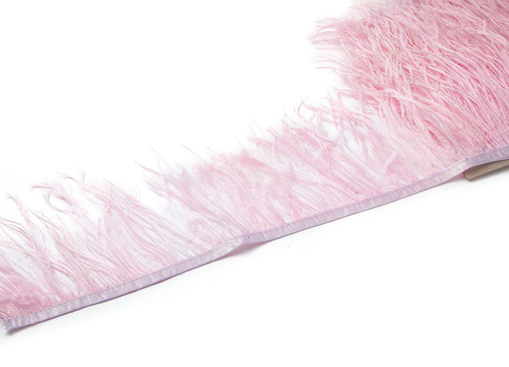 Ostrich Feather Fringe - (10-15cm) - Pink Feather - Real Feathers for Jewelry, Costume, Millinery, Decoration, Crafts - 10 Meters - FF1012P - DOMEDBAZAAR