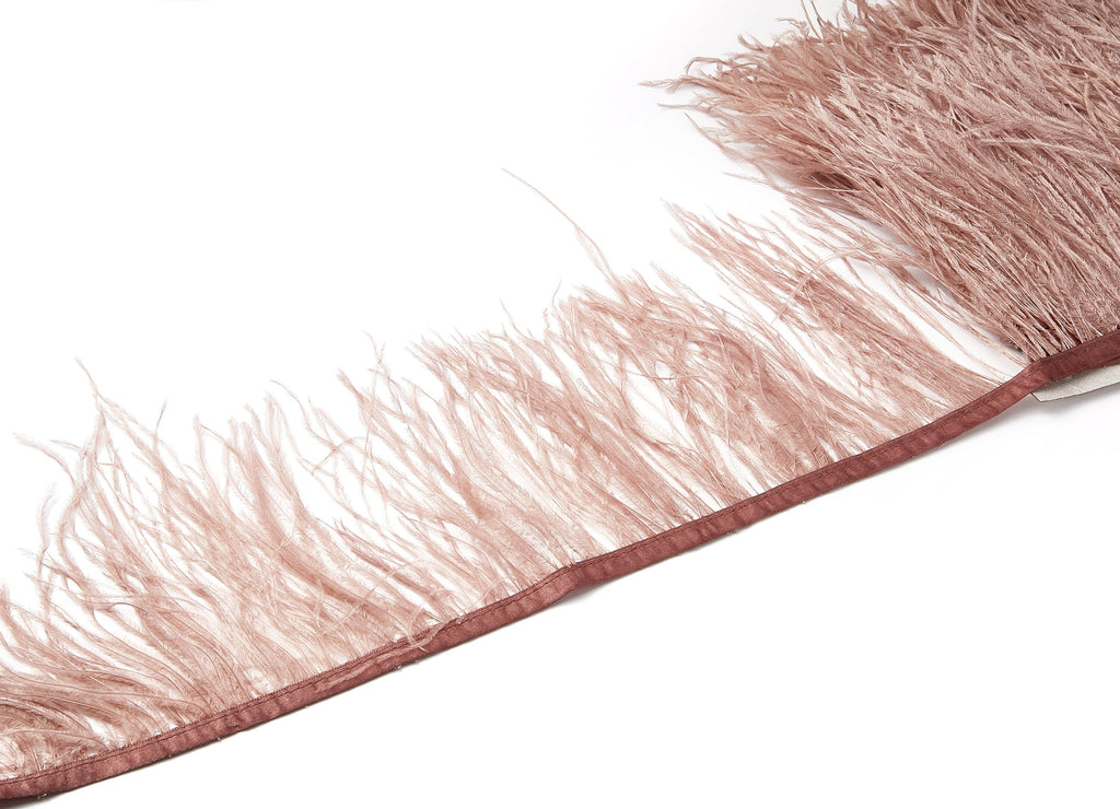 Ostrich Feather Fringe - (10-15cm) - Brown Feather - Real Feathers for Jewelry, Costume, Millinery, Decoration, Crafts - 10 Meters - FF1012K - DOMEDBAZAAR