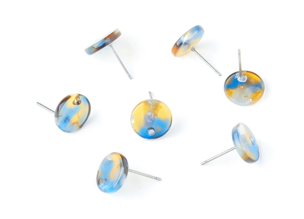 Acetate Round Earring Stud - Round Earring Post and Stud - Earring Findings - Color Code: A40 - 11.6x11.6x2.95mm - AC1139P - DOMEDBAZAAR