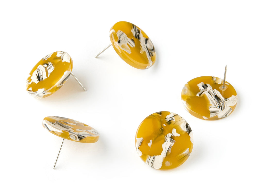 Acetate Round Earring Stud - Acetate Round Earring Post - Earring Post - Jewelry Supplies - Color Code: A14 - 19.86x19.86x2.5mm - AC1589-A14 - DOMEDBAZAAR