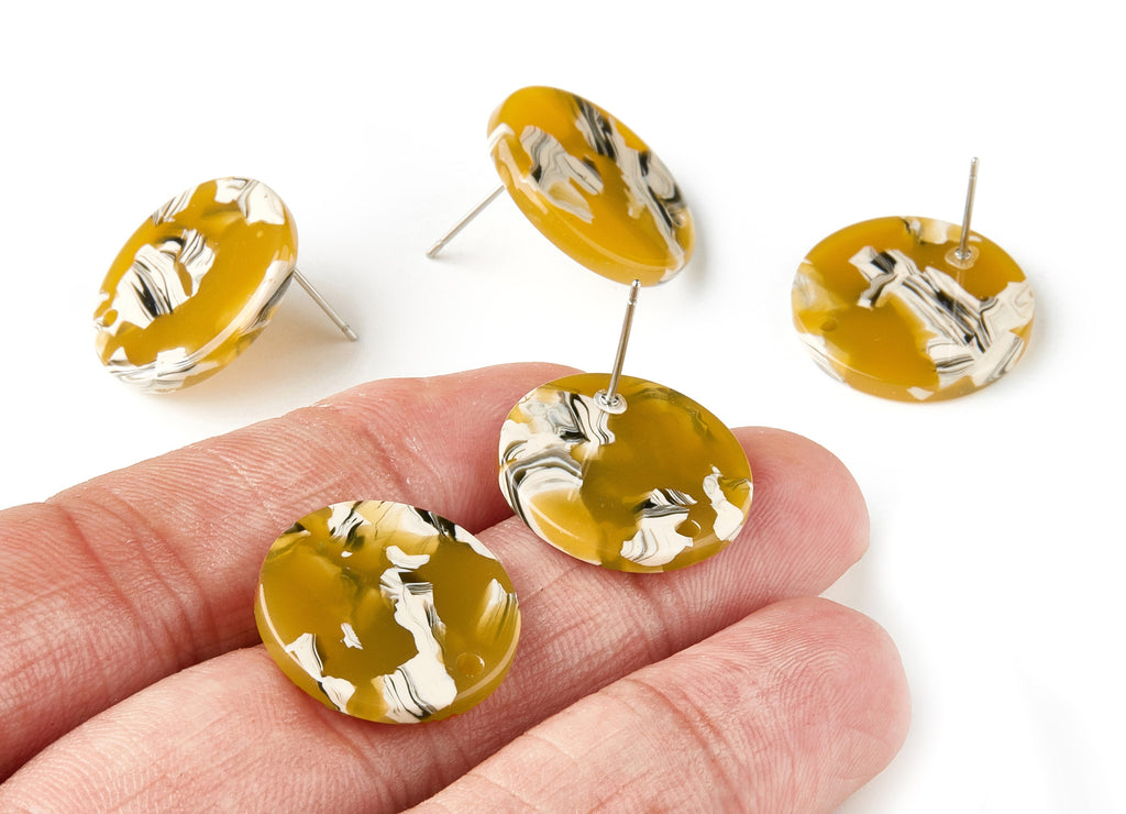 Acetate Round Earring Stud - Acetate Round Earring Post - Earring Post - Jewelry Supplies - Color Code: A14 - 19.86x19.86x2.5mm - AC1589-A14 - DOMEDBAZAAR