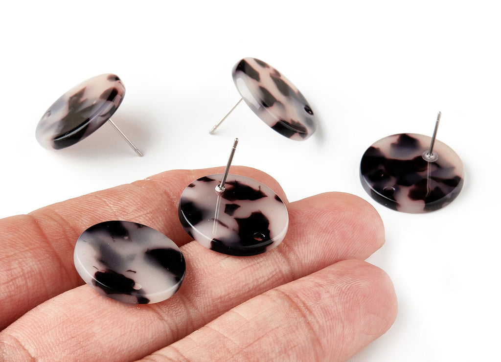 Acetate Acrylic Earring Stud - Post Charms - Blonde Tortoise Shell Earring - Round Shaped - Color Code: A07 - 19.86x19.86x2.5mm - AC1589-A07 - DOMEDBAZAAR