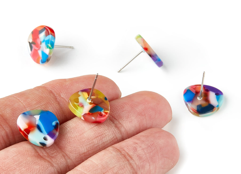 Acetate Triangle Earring Stud - Triangle Earring Post - Earring Post - Jewelry Supplies - Color Code: A21 - 13.8x13.8x2.54mm - AC1590-A21 - DOMEDBAZAAR