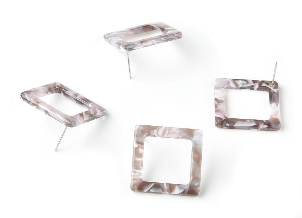 Acetate Square Earring Stud - Square Earring Post - Earring Post - Jewelry Supplies - Color Code: A157 - 25x25x2.57mm - AC1587-A157 - DOMEDBAZAAR