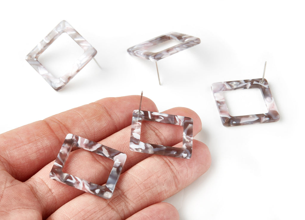 Acetate Square Earring Stud - Square Earring Post - Earring Post - Jewelry Supplies - Color Code: A157 - 25x25x2.57mm - AC1587-A157 - DOMEDBAZAAR