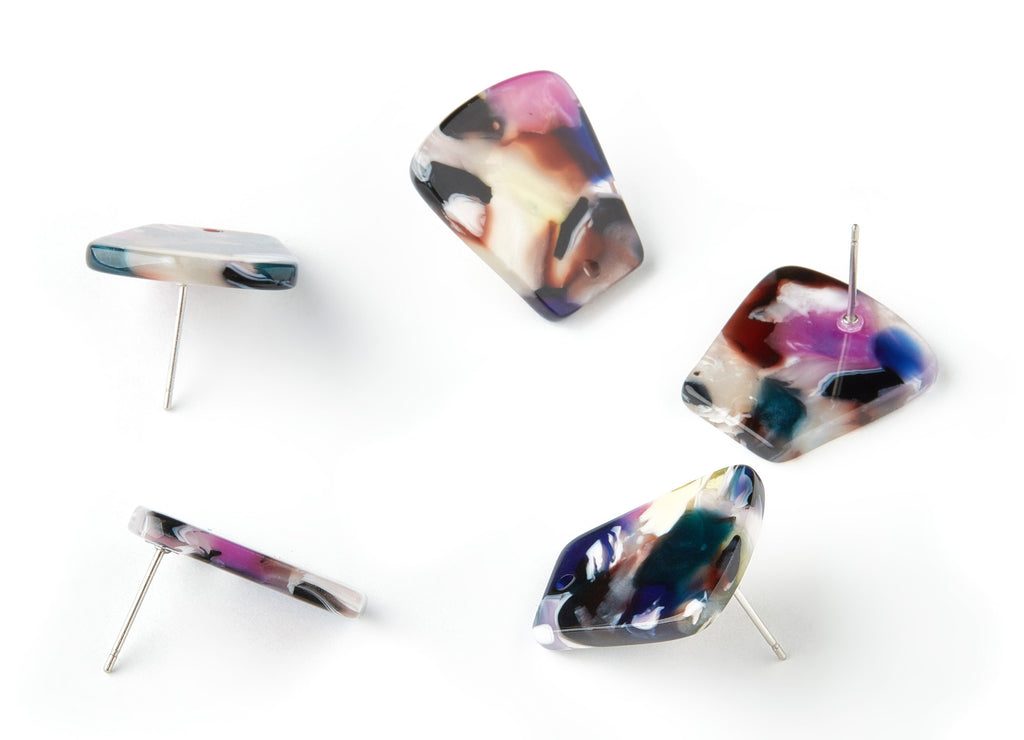 Acetate Trapezoid Earring Stud - Trapezoid Earring Post - Earring Post - Jewelry Supplies - Color Code: A11 - 20.9x18.78x2.48mm - AC1591-A11 - DOMEDBAZAAR
