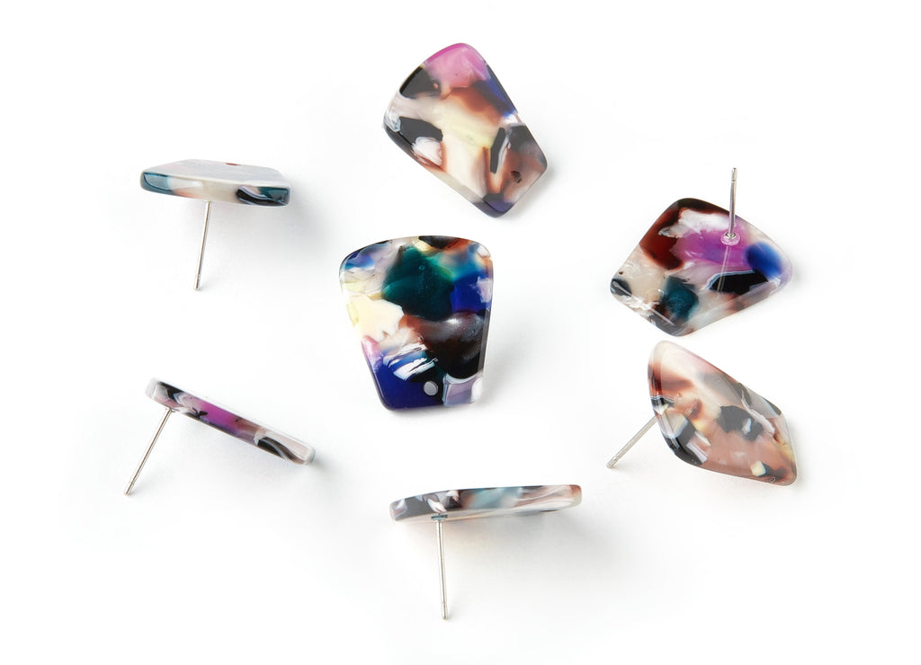 Acetate Trapezoid Earring Stud - Trapezoid Earring Post - Earring Post - Jewelry Supplies - Color Code: A11 - 20.9x18.78x2.48mm - AC1591-A11 - DOMEDBAZAAR