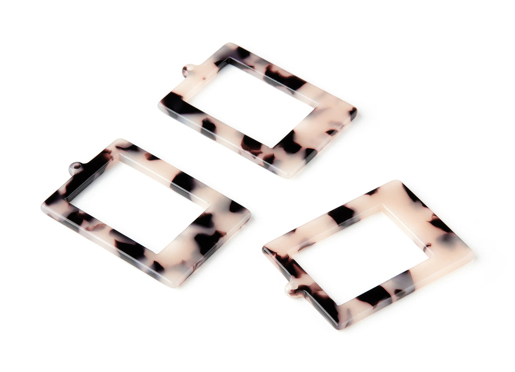 Acetate Acrylic Earring Charms - Blond Tortoise Shell - Rectangle frame Shaped Pendant - Color Code: A07 - 45x30.88x2.6mm - AC1596-A07 - DOMEDBAZAAR