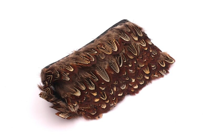 Pheasant Feather Trim - Brown Feather - ( 4-6cm ) - Real Feathers for Jewelry, Costumes, Millinery, Decoration, Crafts - 10 Meters - FF1001C - DOMEDBAZAAR