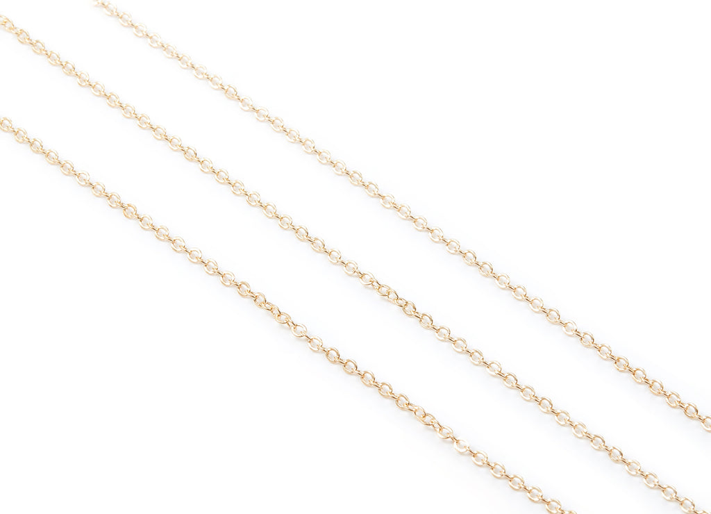 Flat Soldered Cable Chain - Brass Chain - KC Gold Tone Plated - Brass Soldered Link Chain - 0.08&quot; x 0.07&quot; x 0.01&quot; - CC1041B-KC - DOMEDBAZAAR