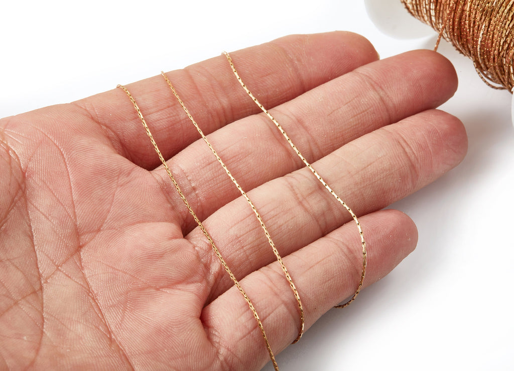 Faceted Tiny Snake Chain - Brass Chain - Raw Brass Faceted Chain  0.03&quot; - for Necklace Bracelet Jewellery Making - CC1044GRB - DOMEDBAZAAR