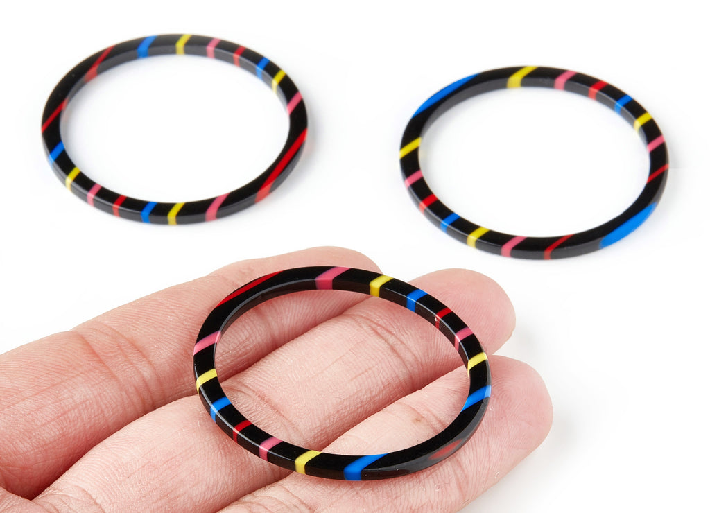 Acetate Hoop Earring Charms - Circle Shaped Pendant - Earring Findings - Jewelry Supplies - Color Code: A141 - 41.5x41.5x2.8mm - AC1192B - DOMEDBAZAAR