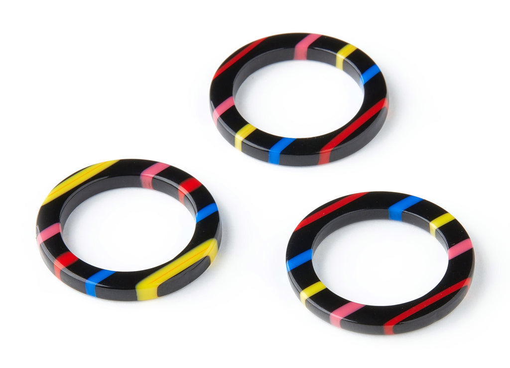 Acetate Hoop Earring Charms - Circle Shaped Pendant - Earring Findings - Jewelry Supplies - Color Code: A141 - 24.5x24.5x2.65mm - AC1195B - DOMEDBAZAAR