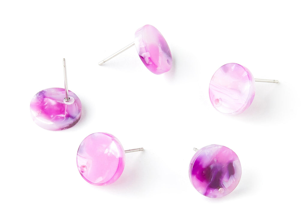 Acetate Round Earring Stud - Round Earring Post and Stud - Earring Findings - Color Code: A224 - 11.7x11.7x2.6mm - AC1139-A224 - DOMEDBAZAAR