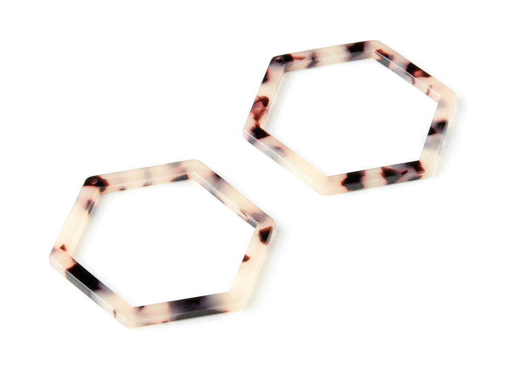 Acetate Acrylic Earring Charm - Blonde Tortoise Shell Earring - Hexagon Shaped Pendant - Color Code: A07- 44.75x39.4mm - AC1125-A07 - DOMEDBAZAAR