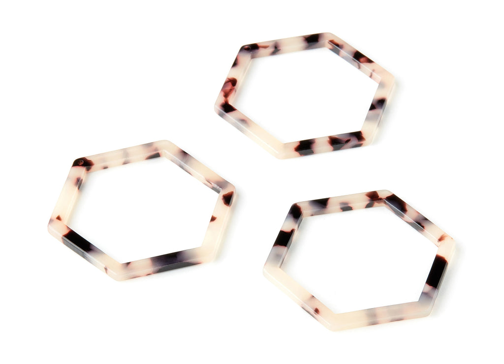 Acetate Acrylic Earring Charm - Blonde Tortoise Shell Earring - Hexagon Shaped Pendant - Color Code: A07- 44.75x39.4mm - AC1125-A07 - DOMEDBAZAAR