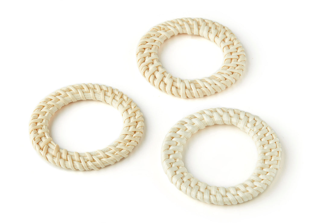 Handwoven Rattan Charms - Circle Rattan Pendant - Wooden Straw Earrings - Jewelry Handmade - 60x60x5.77mm - RT1199 - DOMEDBAZAAR