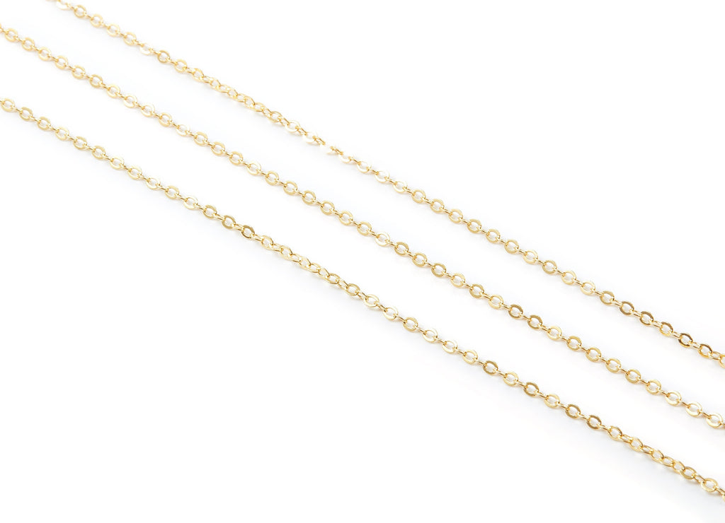 Flat Soldered Cable Chain - Brass Chain - 18k Real Gold Plated - Soldered Link Chain - 0.09&quot; x 0.07&quot; x 0.01&quot; -  Jewelry Making - RGP1025 - DOMEDBAZAAR