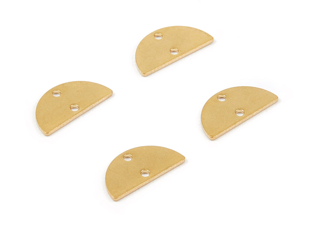 Brass Semicircle Connector - Raw Brass Semicircle Charms with 2 Holes - Earrings Findings - Jewelry Supplies - 15x7.5x0.8mm - PP2152 - DOMEDBAZAAR