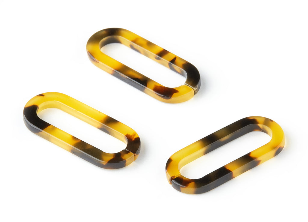 Acetate Acrylic Charms - Tortoise Shell Earrings - Laser Cut Open Oval Shaped Earrings - Color Code: A02 - 27.6x11.8x2.44mm - AC1428 - DOMEDBAZAAR