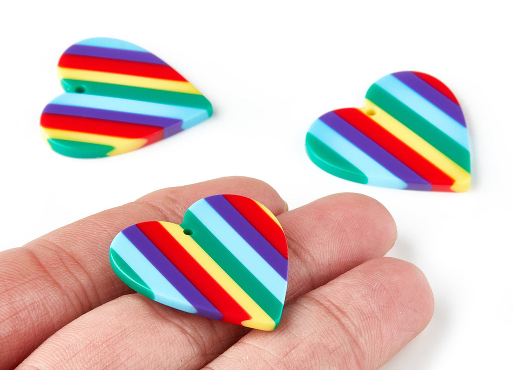 Acetate Acrylic Heart Earring Charms - Heart Shaped Pendant - Jewelry Supplies - Color Code: A115 - 31.78x31.34x2.64mm - AC1431B - DOMEDBAZAAR