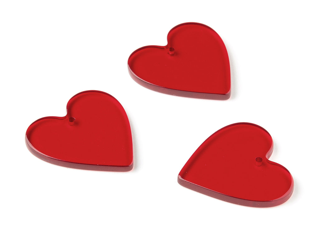 Acrylic Heart Charms - Heart Earrings and Pendant - Earring Findings - Jewellery Supplies - Color Code: A67- 31.9x31.09x3.26mm - AC1431-A67 - DOMEDBAZAAR