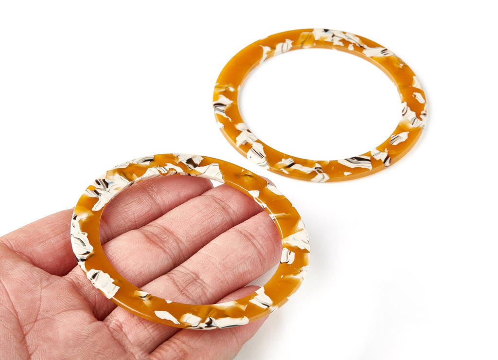 Acetate Hoop Earring Charms - Acrylic Circle Pendant - Earring Findings - Jewelry Supplies - Color Code: A14 - 75x75x2.5mm - AC1425A - DOMEDBAZAAR