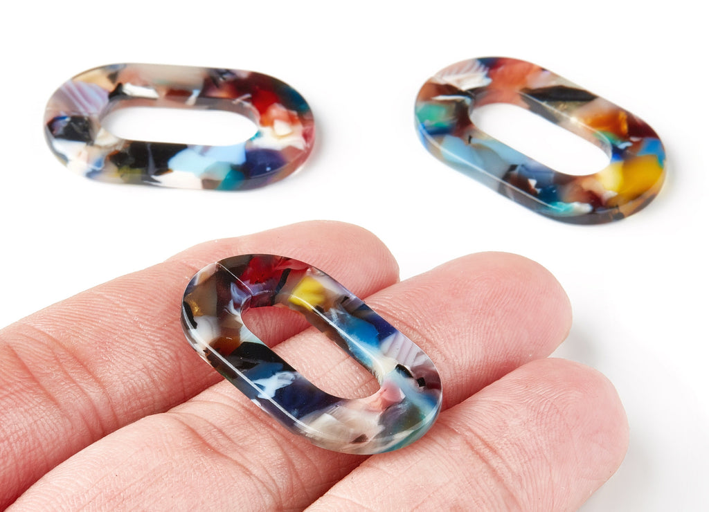 Acetate Acrylic Charms - Laser Cut Open Oval Flat Cable Chain - Jewelry Supplies - Color Code: A60 - 32.52x19.75x2.66mm - AC1148C - DOMEDBAZAAR