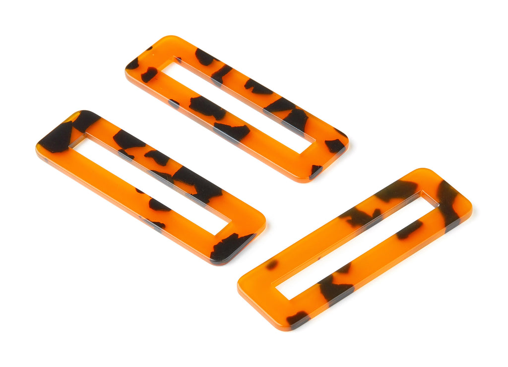 Acetate Hair Clip Charms - Tortoise Shell Hair Clip - Rectangle Hair Barrette - Color Code:A252 - 67.8x21.7x2.5mm - AC1547-A252 - DOMEDBAZAAR