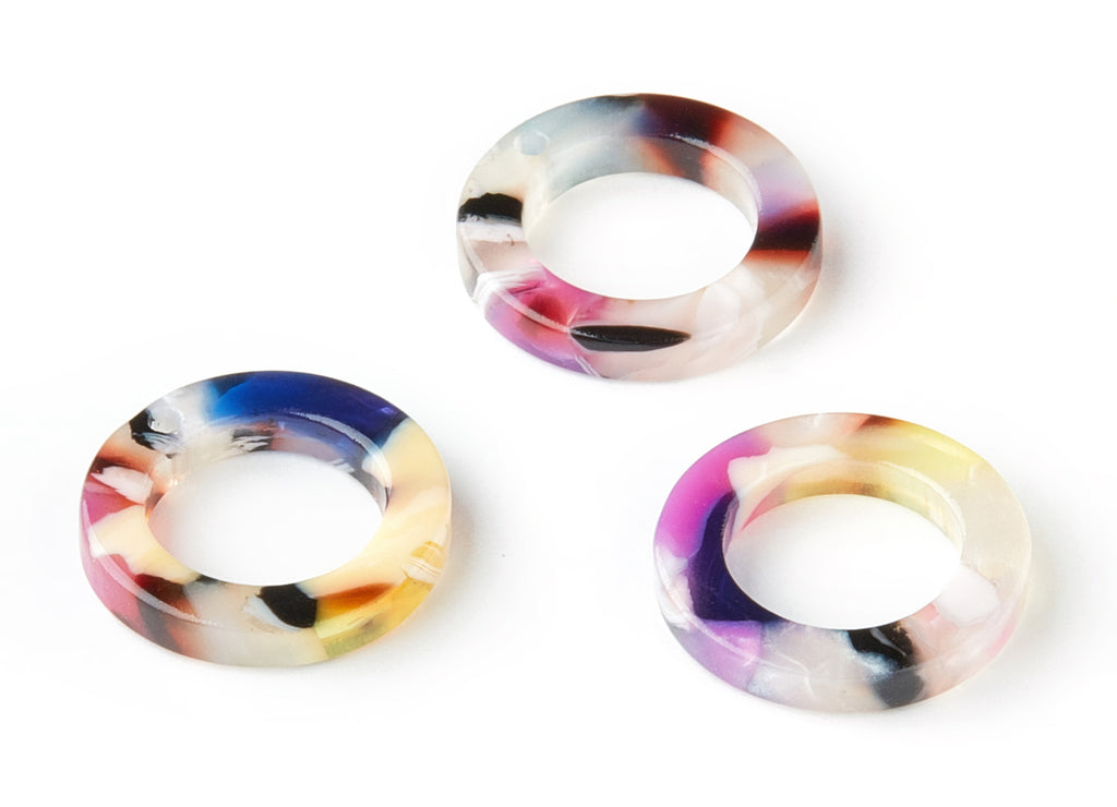 Acetate Hoop Earring Charms - Acetate Circle Pendant - Earring Findings - Jewelry Supplies - Color Code:A11 - 15x15x2.7mm - AC1152-A11 - DOMEDBAZAAR