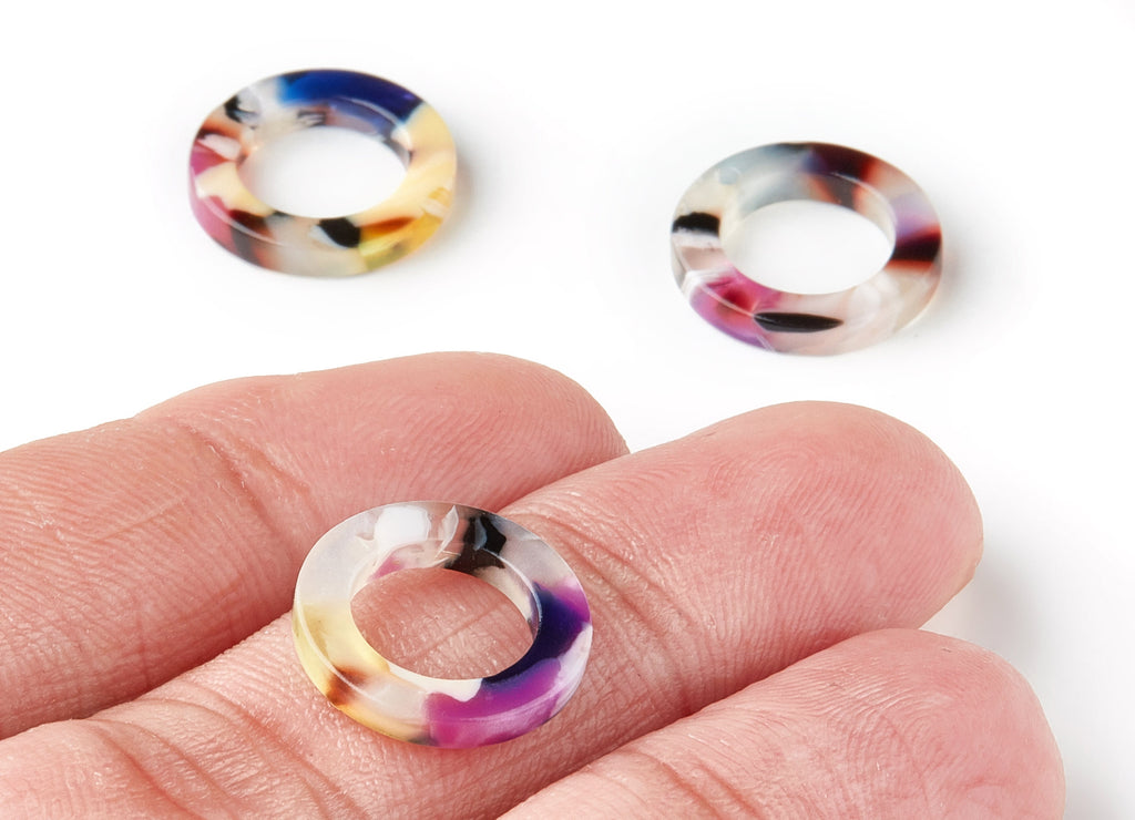 Acetate Hoop Earring Charms - Acetate Circle Pendant - Earring Findings - Jewelry Supplies - Color Code:A11 - 15x15x2.7mm - AC1152-A11 - DOMEDBAZAAR
