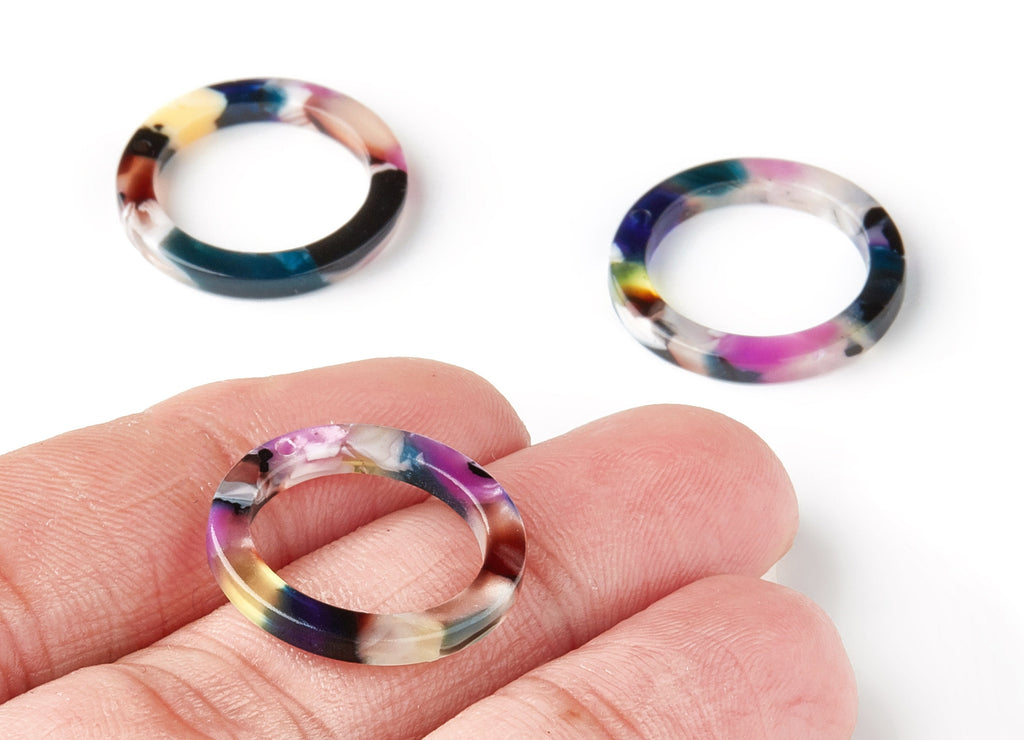 Acetate Hoop Earring Charm - Circle Shaped Pendant - Earring Findings - Jewelry Supplies - Color Code:A11 - 21.18x21.18x2.75mm - AC1153-A11 - DOMEDBAZAAR
