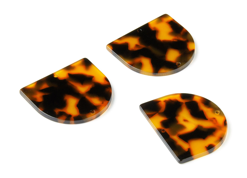 Acetate D Connector - Tortoise Shell Earrings - Domed Charms and Pendant - 2 Holes - Color Code: A04 - 34x29.21x2.5mm - AC1634-A04 - DOMEDBAZAAR