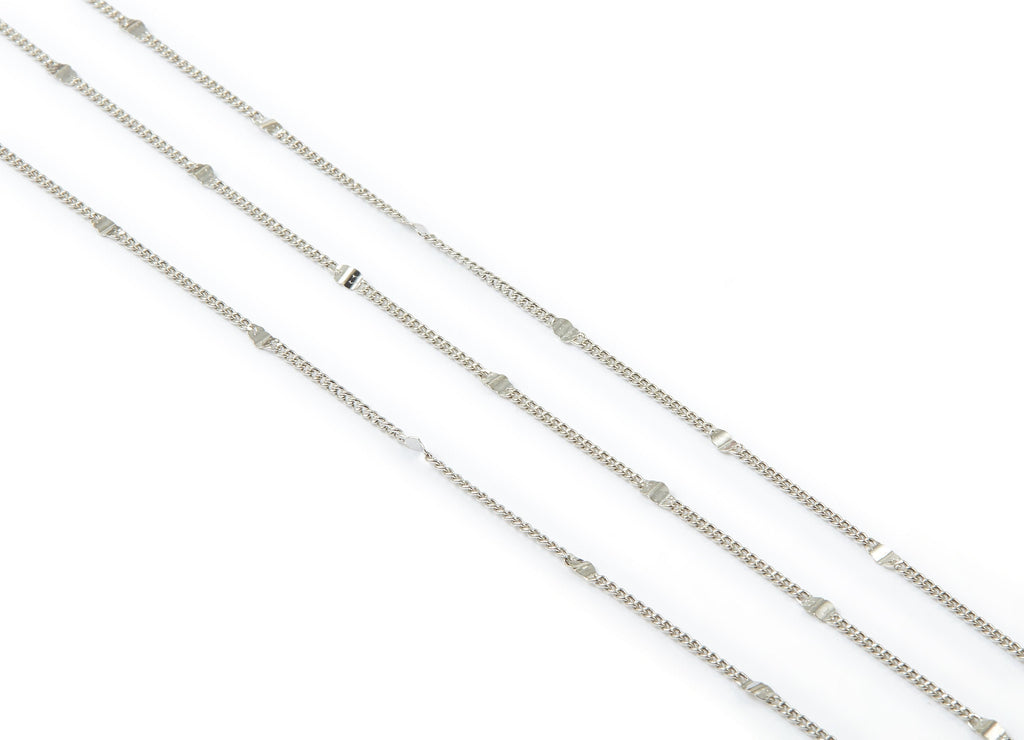 Hammered Satellite Curb Chain - Brass Chain - Silver Tone Plated Chain - Soldered Chain - 0.05&quot; x 0.03&quot; x 0.08&quot; - CC1103S - DOMEDBAZAAR