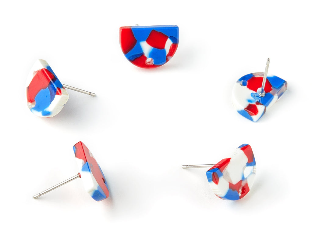 Acetate D Earring Stud - D Earring Post and Stud - Earring Findings - Jewelry Supplies - Color Code: A73 - 13.85x9.75x2.48mm - AC1632-A73 - DOMEDBAZAAR