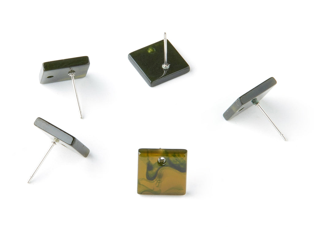 Acetate Square Earring Stud - Acetate Square Earring Post  - Earring Post - Jewelry Supplies - Color Code:A136 - 11.7x11.7x2.6mm- AC1140K - DOMEDBAZAAR