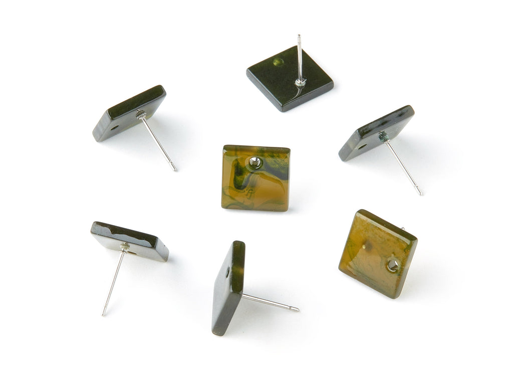 Acetate Square Earring Stud - Acetate Square Earring Post  - Earring Post - Jewelry Supplies - Color Code:A136 - 11.7x11.7x2.6mm- AC1140K - DOMEDBAZAAR