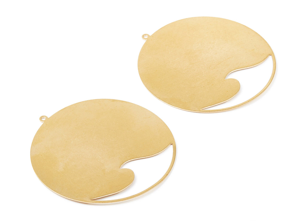 Personalized stamping blank - Brass Wave Charms - Raw Brass Circle Pendant - Earring Findings - Jewelry Supplies - 53.4x50.8x0.7mm - PP2141 - DOMEDBAZAAR